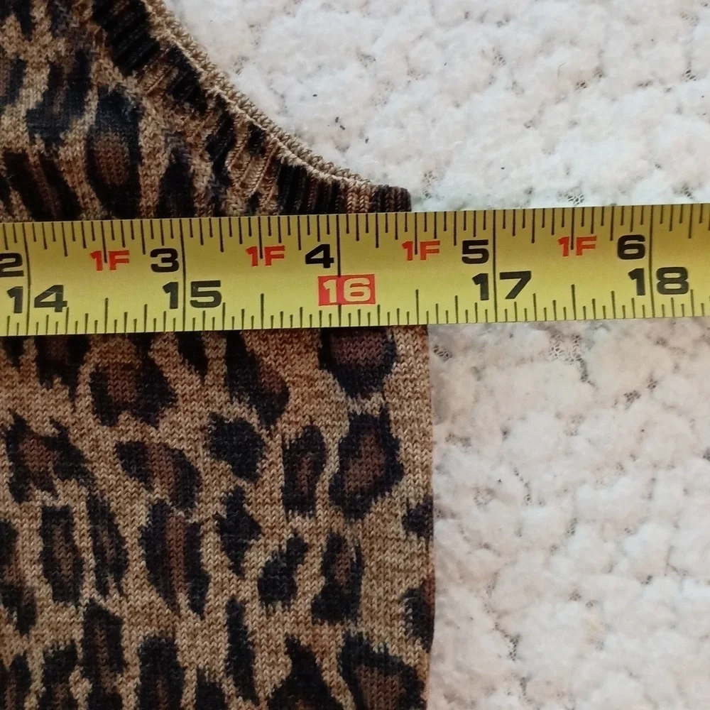 Lauren Ralph Lauren Womens Pullover Sweater Brown Leopard Sleeveless Pet…